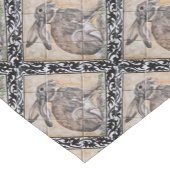 タイル張りラビットハレブラックスキャッロホームデコ縁どール ショートテーブルランナー (コーナー)