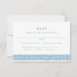 タイル枠ギリシャ語ブルーシンプルの宛先の結婚式 出欠カード