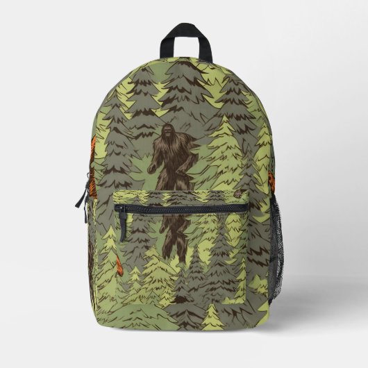 タイル状の大きい足パターン プリントバックパック (正面)