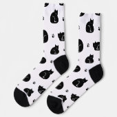 タイル状の猫柄クルーソックス – かわいい猫たち ソックス (左)