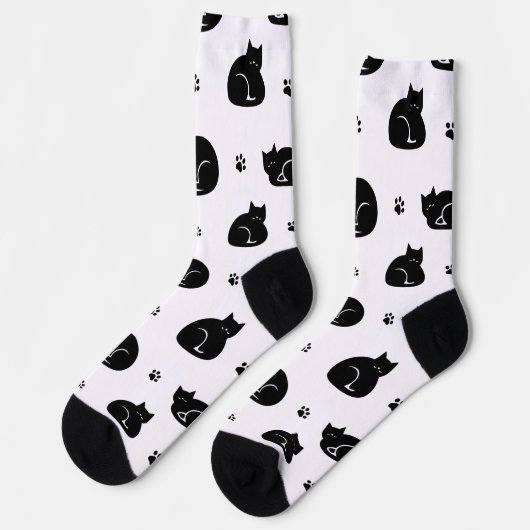 タイル状の猫柄クルーソックス – かわいい猫たち ソックス (左)