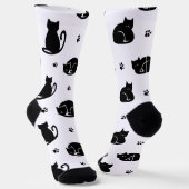 タイル状の猫柄クルーソックス – かわいい猫たち ソックス (傾斜あり)
