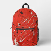 タイル状の赤絵を描（ばちゃばちゃ）跳ねるパターン プリントバックパック (正面)