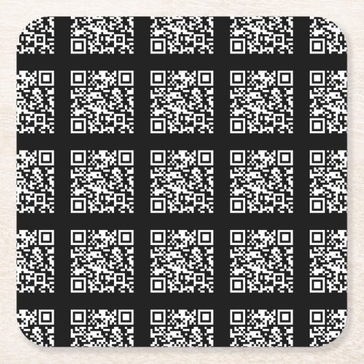 タイル状のQRコードパターンを作成 | 編集可能な色 スクエアペーパーコースター (正面)