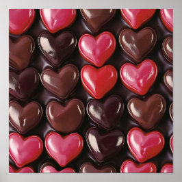 タイル状チョコレートハートパターン ポスター