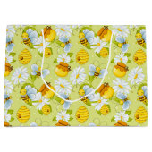 タイル状ハチミツ模様パーティー ラージペーパーバッグ (正面)