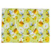 タイル状ハチミツ模様パーティー ラージペーパーバッグ (裏面)