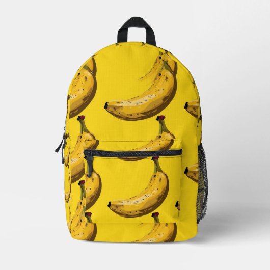 タイル状バナナパターン プリントバックパック (正面)