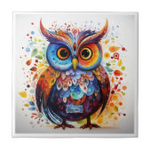 タイル白(秋フクロウ) RFPMDesigns ©️ 2024 タイル (正面)