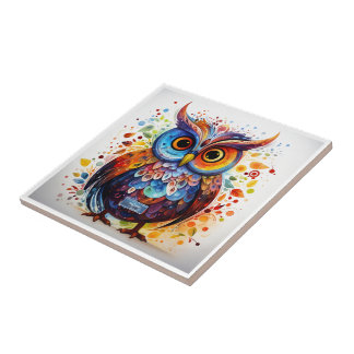 タイル白(秋フクロウ) RFPMDesigns ©️ 2024 タイル