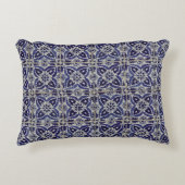 タイル素朴イタリアンアズレジョブルー幾何学模様 アクセントクッション (正面)