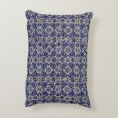 タイル素朴イタリアンアズレジョブルー幾何学模様 アクセントクッション (裏面(縦))