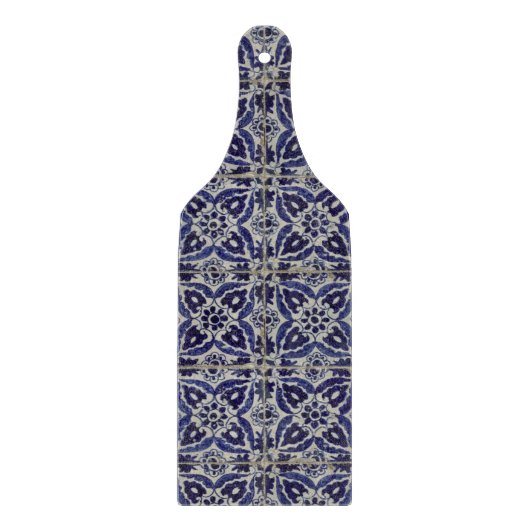 タイル素朴イタリアンアズレジョブルー幾何学模様 カッティングボード (正面)