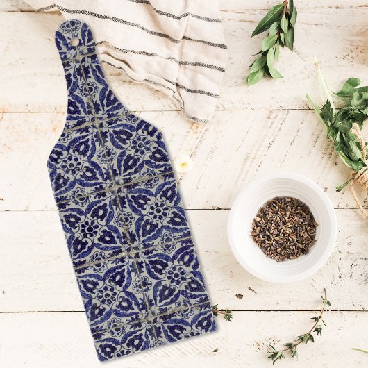 タイル素朴イタリアンアズレジョブルー幾何学模様 カッティングボード