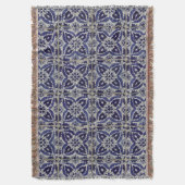 タイル素朴イタリアンアズレジョブルー幾何学模様 スローブランケット (正面縦)
