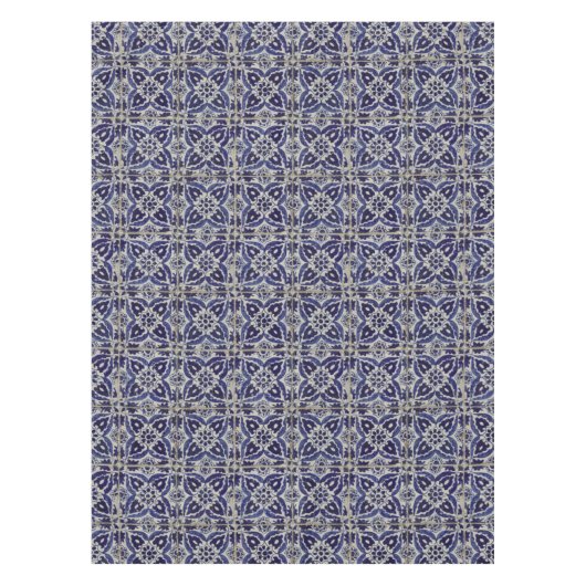 タイル素朴イタリアンアズレジョブルー幾何学模様 テーブルクロス (正面)