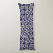 タイル素朴イタリアンアズレジョブルー幾何学模様 ボディピロー (裏面 (縦))