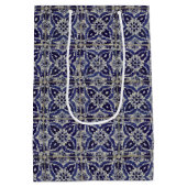 タイル素朴イタリアンアズレジョブルー幾何学模様 ミディアムペーパーバッグ (裏面)