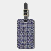 タイル素朴イタリアンアズレジョブルー幾何学模様 ラゲッジタグ (正面縦)