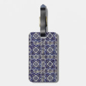 タイル素朴イタリアンアズレジョブルー幾何学模様 ラゲッジタグ (裏面縦)
