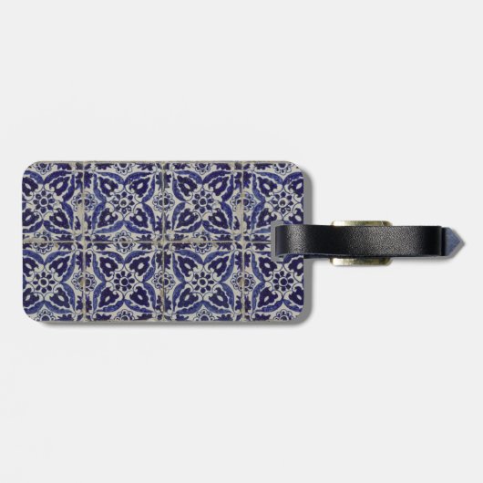タイル素朴イタリアンアズレジョブルー幾何学模様 ラゲッジタグ (裏面横)