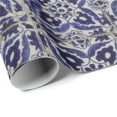 タイル素朴イタリアンアズレジョブルー幾何学模様 ラッピングペーパー (ロールコーナー)