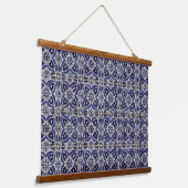 タイル素朴イタリアンアズレジョブルー幾何学模様 吊り下げ型タペストリー (傾斜あり)
