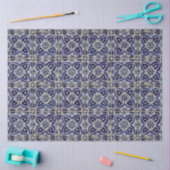 タイル素朴イタリアンアズレジョブルー幾何学模様 薄葉紙 (クラフト)