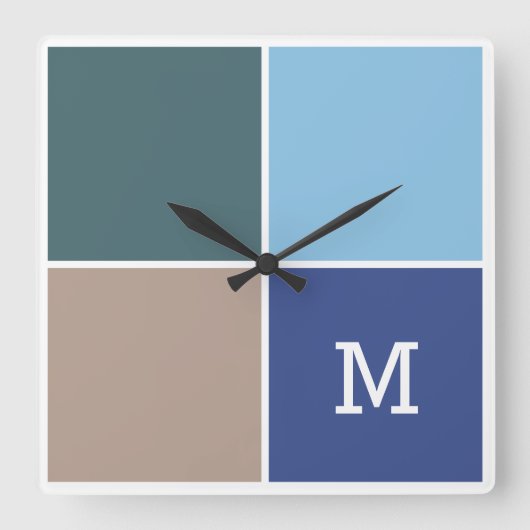 タイル航海のカスタムモノグラム壁時計 スクエア壁時計 (正面)