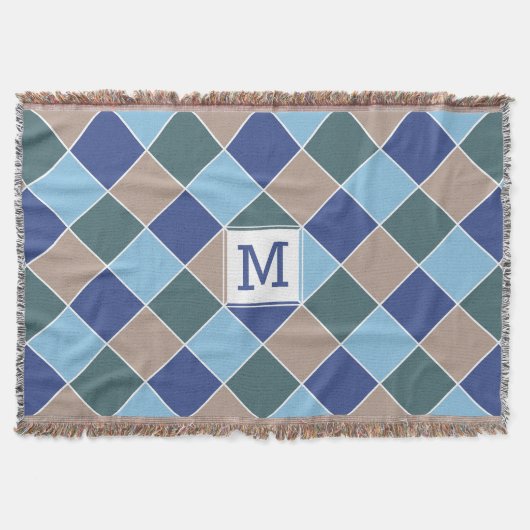 タイル航海のカスタムモノグラム投げ毛布 スローブランケット (正面)