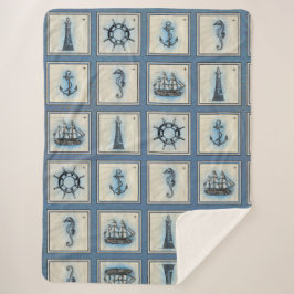 タイル航海の |ブルーライトハウスいかり船車 シェルパブランケット