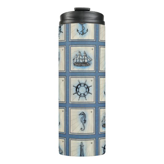タイル航海の |ブルーライトハウスいかり船車 タンブラー (正面)