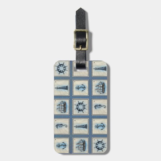 タイル航海の |ブルーライトハウスいかり船車 ラゲッジタグ (正面縦)