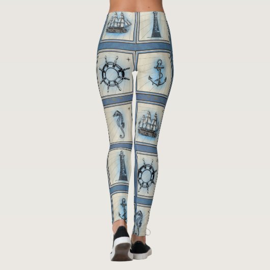 タイル航海の |ブルーライトハウスいかり船車 レギンス (裏面)