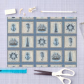 タイル航海の |ブルーライトハウスいかり船車 薄葉紙 (クラフト)