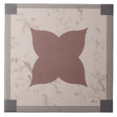 タイル色の花と灰色の枠を持つベージュのタイル タイル (正面)