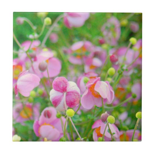 タイル「ピンクの花はキャンディに似ている」 タイル (正面)