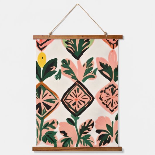 タイル&ボタニカル 吊り下げ型タペストリー (正面)