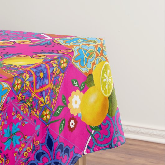 タイル，モザイク，アズレホ，レモン，柑橘類，マジョリカ，    テーブルクロス (インサイチュ)