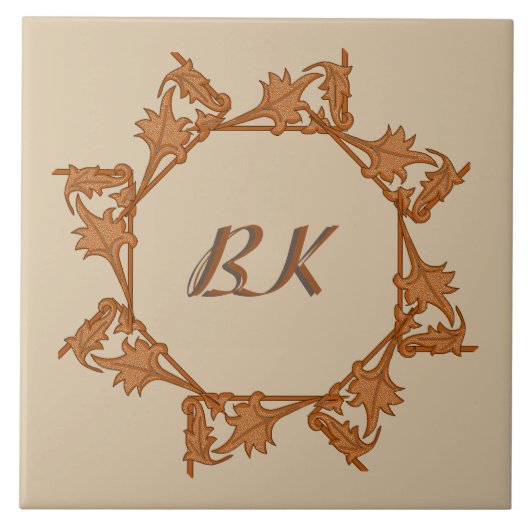 タイル – 円離れのイニシャル (正面)