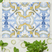 タイル、地中海のマジョリカ、シチリアスタイル キッチンタオル (折り畳み)