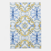 タイル、地中海のマジョリカ、シチリアスタイル キッチンタオル (縦)