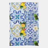 タイル、地中海のマジョリカ、シチリアスタイル キッチンタオル (縦)