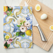 タイル、地中海のマジョリカ、シチリアスタイル     キッチンタオル (四つ折り)