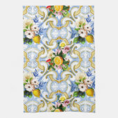 タイル、地中海のマジョリカ、シチリアスタイル     キッチンタオル (縦)