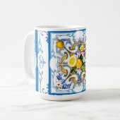 タイル、地中海のマジョリカ、シチリアスタイル     コーヒーマグカップ (正面左)