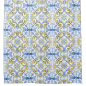 タイル、地中海のマジョリカ、シチリアスタイル     シャワーカーテン (正面)