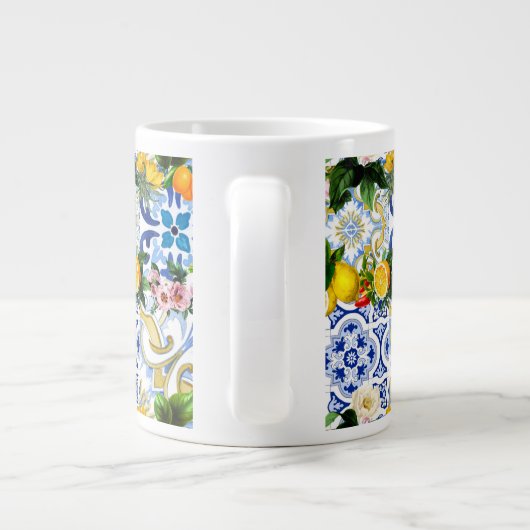 タイル、地中海のマジョリカ、シチリアスタイル ジャンボコーヒーマグカップ (裏面)