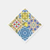 タイル、地中海のマジョリカ、シチリアスタイル スタンダードカクテルナプキン (角)