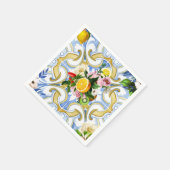 タイル、地中海のマジョリカ、シチリアスタイル スタンダードカクテルナプキン (角)